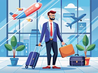 Modern Business Travel Vector Illustration for Corporate Mobility