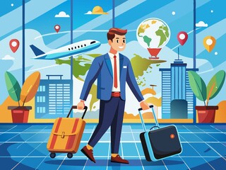 Modern Business Travel Vector Illustration for Corporate Mobility