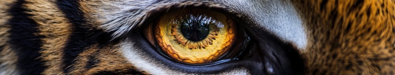 Close-up of a single tiger eye highlighting its vibrant colors