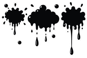 Water drops and splash silhouette collection in simple doodle style. Set different liquid shapes and silhouette. 
