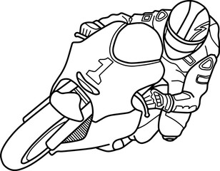 motorcycle racing  line vector illustration isolated on white background