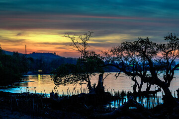 sunset over the lake