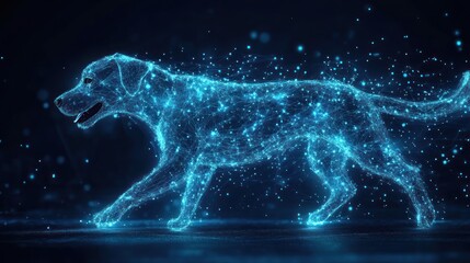 Digital Dog: A Glowing Canine in Motion