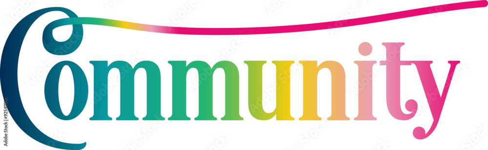 Fototapete community vector rainbow gradient typography banner, community gradient text vector