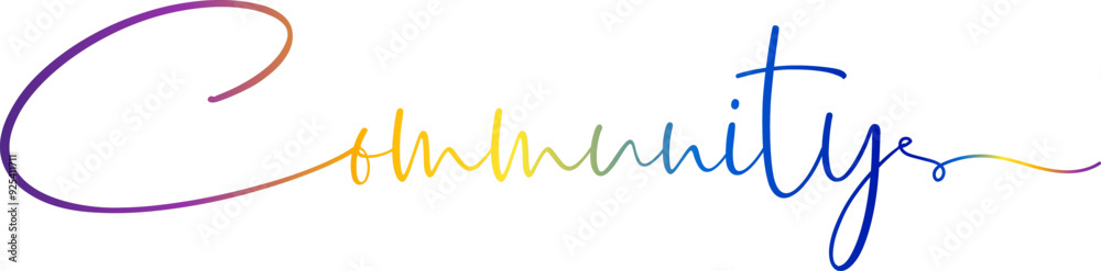 Fototapete community vector rainbow gradient typography banner, community gradient text vector
