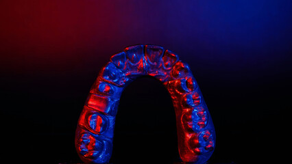 colored red-blue model of the upper jaw with bright background © Dental Pro Content