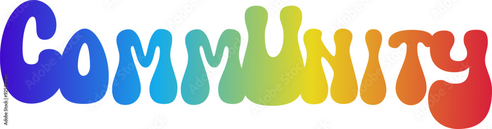 Fototapete community vector rainbow gradient typography banner, community gradient text vector