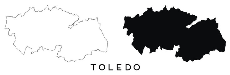 Toledo map outline and black silhouette vector