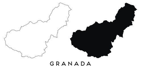 Granada map outline and black silhouette vector