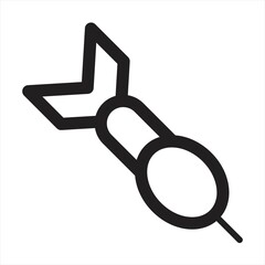 Dart, Target, Sport, Pixel Perfect, Outline Icon.Darts icon on transparent background