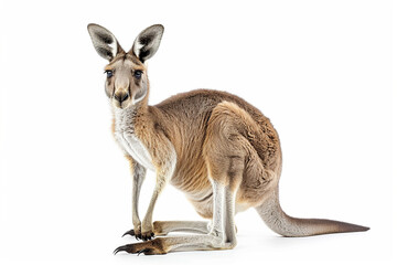 Fototapeta premium Full-Body Portrait of a Kangaroo Standing Front View: Isolated Wildlife Image