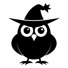 Owl Hat Vector Silhouette with White Background Halloween Clipart and Vector Illustration