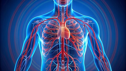A detailed illustration of the human circulatory system