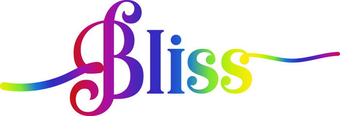 Holiday greeting card design template with mid-century modern graphics , BLISS vector text, BLISS gradient