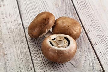 Raw brown champignon for cooking