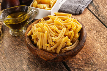 Raw dry Italian pasta - casarecce