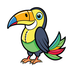 A black and white drawing of a toucan bird 01