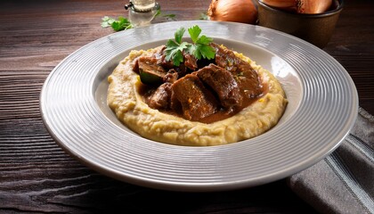 Turkish Food Hünkar Beğendi Lamb stew with a creamy eggplant puree