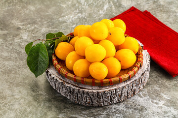 Ripe sweet juicy yellow plum