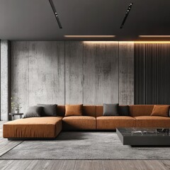 Minimalist living room with a cozy sectional and sleek decor