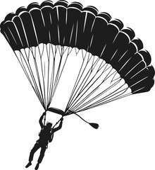 Parachute Skydiving Silhouette Vector Art Illustration On Solid White Background