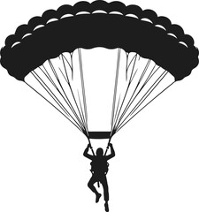 Parachute Skydiving Silhouette Vector Art Illustration On Solid White Background
