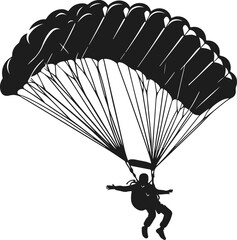Parachute Skydiving Silhouette Vector Art Illustration On Solid White Background
