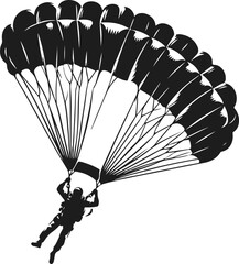 Parachute Skydiving Silhouette Vector Art Illustration On Solid White Background