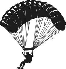 Parachute Skydiving Silhouette Vector Art Illustration On Solid White Background
