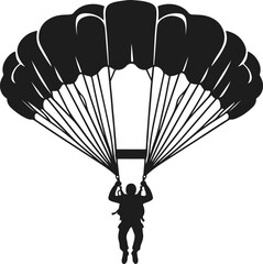 Parachute Skydiving Silhouette Vector Art Illustration On Solid White Background