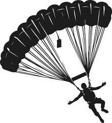 Parachute Skydiving Silhouette Vector Art Illustration On Solid White Background
