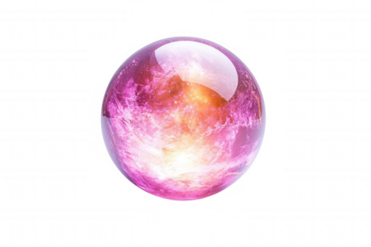A vibrant and glossy orb showcasing a mesmerizing blend of colors, transparent background