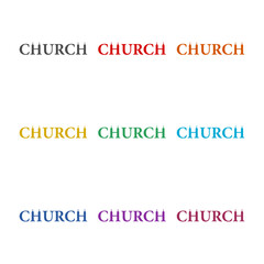 Church word  icon isolated on white background. Set icons colorful