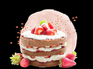 Pink Watercolor Shape With Orange Dots