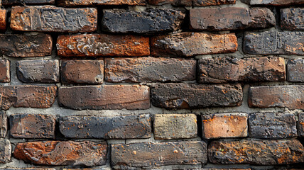 Naklejka premium Weathered brick wall with rough texture as architectural background