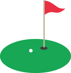 Golf Hole with Flag green grassland icon.