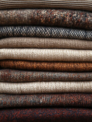 Autumn scarves folded in a stack