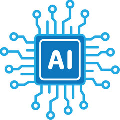 Artificial Intelligence AI symbol flat icon.	