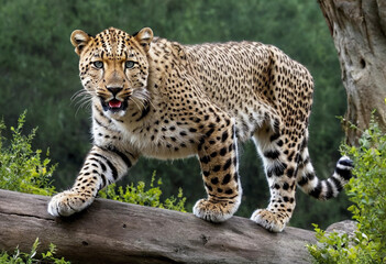 Leopardo común y leopardo albino