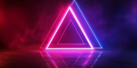 futuristic corridor with triangles background, fluorescent ultraviolet light, colorful laser neon lines