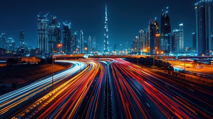 Night time traffic in the city