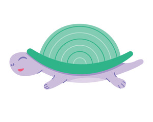 Childrens cute animal. Ocean turtle illustration isolated on white background. Element for invitation, print, banner, card, brochure, logo.