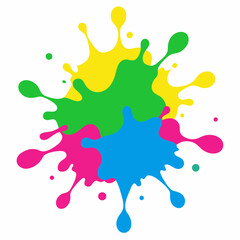 Paint splatter pink, green, blue, yellow vector art illustration