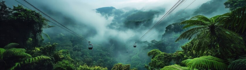 Fototapeta premium Misty Jungle Cable Car