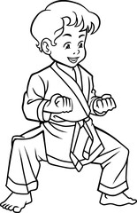 Karate Stance  line vector illustration isolated on white background