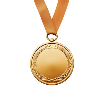 Gold medal isolated on transparent background, png