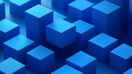 Abstract Blue Cubes Stacked On Top Of Each Other.