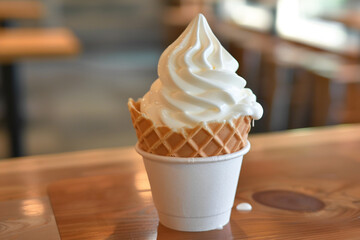Soft Serve Ice Cream in a Waffle Cone