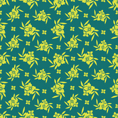 Hand drawing floral seamless pattern with cotton twigs and berries bouquets on a beige background. Winter Christmas themed background. Botanical illustration