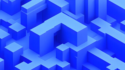 Abstract blue geometric shapes creating a 3D landscape.